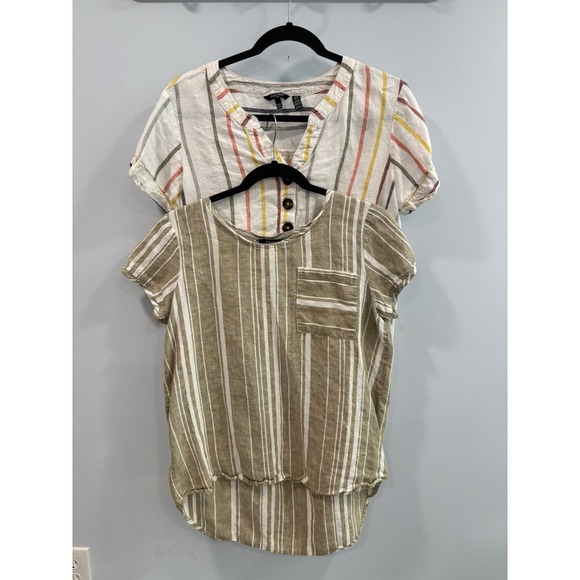 Jones New York Tops - Bundle 100% Linen Tops Women M Ellen Tracy Jones NY Striped Short Sleeve Summer